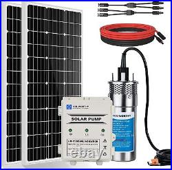 200W Solar Well Pump Kit Submersible Stainless 12V Solar Water Pump & Battery