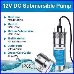 200W Solar Well Pump Kit Submersible Stainless 12V Solar Water Pump & Battery