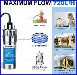 200W Solar Well Pump Kit Submersible Stainless 12V Solar Water Pump & Battery