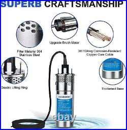 200W Solar Well Pump Kit Submersible Stainless 12V Solar Water Pump & Battery