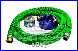 3 EPDM Trash Pump Water Suction Discharge Pinlug with50' Blue Discharge Hose Kit