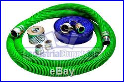 3 EPDM Trash Pump Water Suction Mud with50' Discharge Hose Camlock Kit