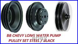 396 454 Bb Chevy Pulley Kit Black Steel Lwp Water Pump Pulleys Power Steering