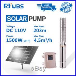 4 DC Deep Bore Well Solar Water Pump 110V 2HP Submersible MPPT Controller Kit