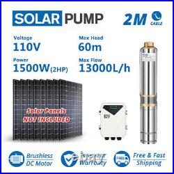 4 DC Submersible Well Solar Water Pump MPPT Controller Kit 110V 2HP Big Flow