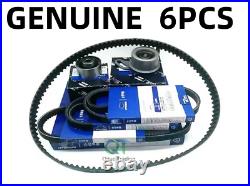 6pc Timing Belt Kit w Water Pump Tensioner Roller Drive Belts for Hyundai Accent