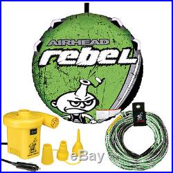 Airhead Rebel Inflatable Water Boat Towable Deck Tube Air Pump Rope KIT AHRE-12