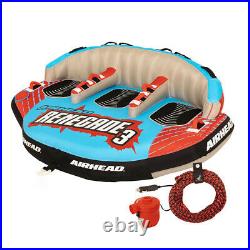 Airhead Renegade 3 Person Inflatable Towable Water Tube Kit with Boat Rope & Pump