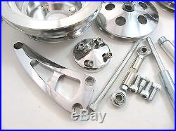 BB Chevy BBC Complete LWP Aluminum Pulley Kit With Alternator, Power Steering Pump