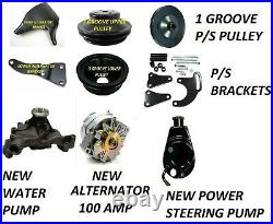 BB Chevy BBC Complete LWP Steel Pulley Kit WithAlternator Power Steering 396-454