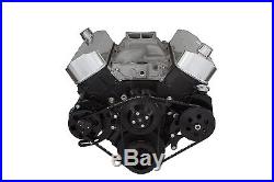 Black Big Block Chevy Long Water Pump V-Belt Kit Power Steering BBC 454 396