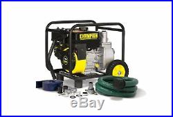 Champion Water Transfer Pump Gas Powered Semi Trash with Hose Wheel Kit 2 Inch New