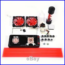 DIY Water Cooling Kit 240mm Radiator Reservoir Pump CPU GPU Block 6x Hard Tubes