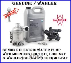 Genuine Engine Cooling Electric Water Pump+Bolt kit+Thermostat+Coolant For BMW