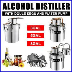 Moonshine Still 3/5/8Gal Water Wine Alcohol Distiller Boiler Kit Home DIY
