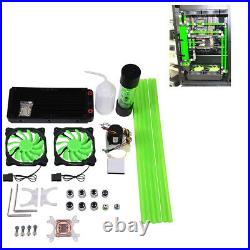 PC Water Cooling Kit System 240mm Radiator Reservoir Pump CPU Block 2 LED Fan