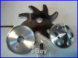 (POLISHED) Finish Aluminum Small Chevy SBC 2 Groove Long Pump Pulley Kit 350