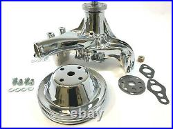 SB Chevy Long Water Pump SBC 283 327 350 383 400 High Volume + Pulley Chrome Kit