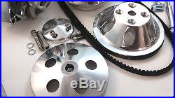 SB Chevy SBC Complete LWP Aluminum Pulley Kit With Alternator, Power Steering Pump