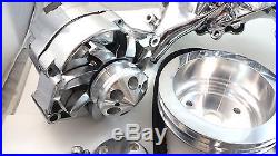 SB Chevy SBC Complete LWP Aluminum Pulley Kit With Alternator, Power Steering Pump