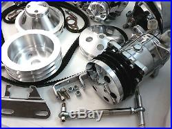 SB Chevy SBC Complete LWP Aluminum Pulley Kit WithAlternator, Power Steering & A/C