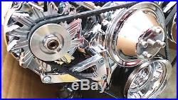 SB Chevy SBC Complete LWP Chrome Pulley Kit With Alternator, Power Steering Pump
