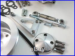 SB Chevy SBC Complete LWP Long Water Pump Aluminum Pulley Kit With Alternator Set