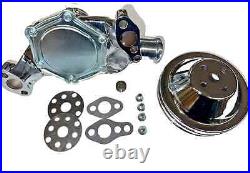 SB Chevy Water Pump Short SBC 350 V8 High Volume CHROME Pulley Kit 2 Grooves