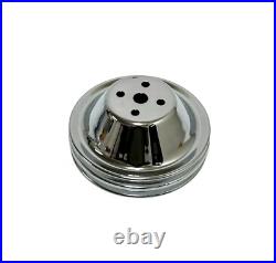 SB Chevy Water Pump Short SBC 350 V8 High Volume CHROME Pulley Kit 2 Grooves