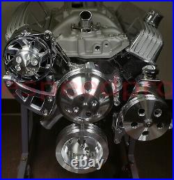 SBC 350 400 V Pulley Kit & Power Steering Long Water Pump Alternator High Mount