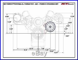 SBC Alternator Power Steering A/C Compressor Bracket Kit for Long Water Pump