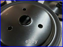 SBC Small Block Chevy 2 / 3 Groove Black Steel Short Water Pump Pulley Kit 350