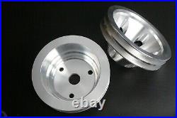 SBC Small Block Chevy Aluminum 2 / 3 Groove Long Water Pump Pulley Kit 327 350