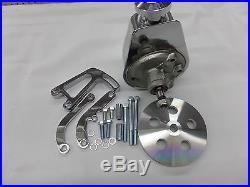 Sbc Chrome & Polished Power Steering Kit For Long Nose Water Pump Cr#-x030