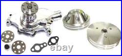 Small Block Chevy CHROME Short Water Pump + 2 / 2 Groove Crankshaft Pulley Kit