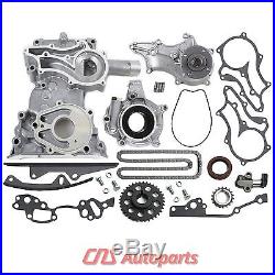 TOYOTA 2.4L 22RE 22R TIMING COVER CHAIN KIT(2 Heavy Duty Rails)+OIL WATER PUMP