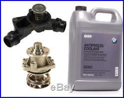 Thermostat with Housing + Water Pump + Coolant Antifreeze Service Kit for BMW