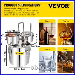 VEVOR 3/5/8/13.2 Gal Moonshine Still Water Wine Alcohol Distiller Brewing Kit