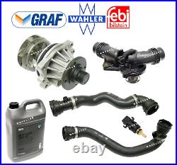 Water Pump & Thermostat + Upper Lower Hose Sensor Coolant Kit OES For BMW E39 5