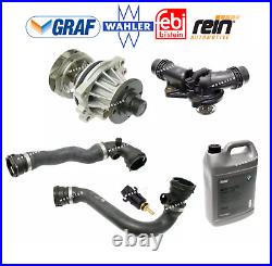 Water Pump & Thermostat + Upper Lower Hose Sensor Coolant Kit OES For BMW E46 3