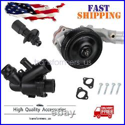 Water Pump with Bolts Gaskets Connector +Thermostat Kit for Jaguar Land Rover V8 T