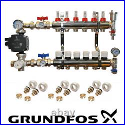 Water Underfloor Heating Kit Manifolds 2 To 8 Ports A Rated Grundfos Pump Pack